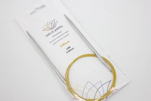 Спицы Lotus Yarns HIMALAYA круговые металлические 100 см 5мм, 100 см 5мм, серебро